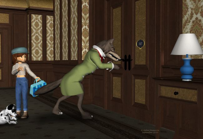 Runtime Town: The Search (12)
"I know those smells", said Wolf with ire when he checked the handle with his nose.

Previous part of the story: http://www.thefantasiesattic.net/attic/cpg/displayimage.php?pid=39973

********
My Heroine Sadie, on Daz3d
Poodles and Soxs, on Daz3d
Loosey-Goosey Pak1, by elleque (on her site)
Sadie Talk Around, by Aelin (FRM exclusively)
Dawg, on Mostdigitalcreations
Big Bad Wolf, by 3Duniverse (Daz3d)
Postal Adress, by Aelin (FRM exclusively)
Decadent Hotel Hallway, by ForbiddenWhispers & FWDesign (Daz3d)
lamp was on ContentParadise
