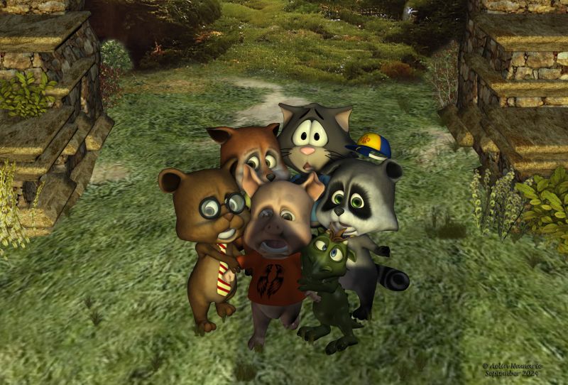 Terror at the corner
The young ones decide to explore the new direct environment around their school. They profited of the meeting between numerous students and teachers, all in panic, to flee their own teacher for a while.
While the birds are taking back their songs, they suddenly have a terrible vision...

Previous scene: https://www.thefantasiesattic.net/attic/cpg/displayimage.php?pid=45461

*********
Pocket Pets bundle, by 3Duniverse (Daz3d)
Pocket Pets Kitty, by 3Duniverse [was on their site]
Conforming Shirt for 3DU's Toon Kitty, by Little_Dragon (RR) [textures by Eblank]
