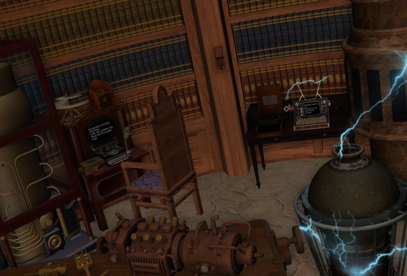 The Lab
Something in creation.

********
Enigma, by hypnagogia (Sharecg)
Da Vinci Flying Machine, by hypnagogia (Sharecg)
Machin Ville Steampunk Laptop, by AnimaGemini [no longer available, except by Sponsor Showcase page]
Steampunk Console, by Blue Tree Studio (RR)
Room of books, by SoulessEmpathy (Daz3d)
