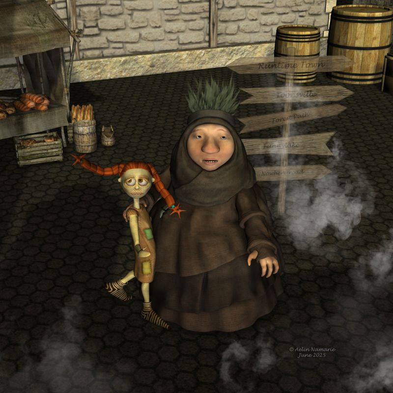 Flash and... (2)
When they opened their eyes, they found themselves on the place of a town, the mist ending to disappear with the strange pannels they crossed.

Previous part of the story: https://www.thefantasiesattic.net/attic/cpg/displayimage.php?pid=46117

********
Zlata, by Nursoda (RMP)
Utla, by Nursoda (RMP)
Christmas pannels, by Aelin
Ron's Atmospheric Bundle, by deviney (Daz3d)
Medieval Market 2, by Dante78 (RMP)
Cozy House 2, by 1971s (RMP)
