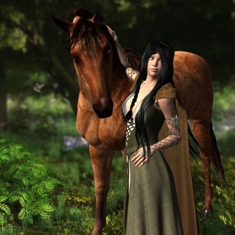 Walking with Epona
A long time ago, in a forest of Gaul, walk with the goddess and her horse!

********
DWD Dun Coats, by Dreamweaver Designs (FRM exclusively)
Mabel through Ages for V4, by Aelin (FRM exclusively)
Amazing poseable Braid for V4, by Propschick & RPublishing (RMP
Fox Hair - V4, by Anna Benjamin & Lady Littlefox & Syyd (Daz3d)
Paradise Bird Hair, on Daz3d
Chandlers Rings, by Inception8
Princess Alex, by Val3dart (Daz3d)
