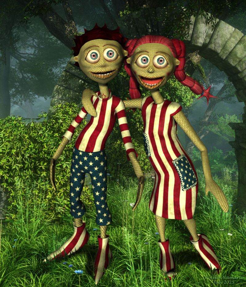 Zlata and Toto
Zlata and her bro Toto wish you a Happy July 4th!

********
Zlata, by Nursoda (RMP)
Zlata and Tot patriots, by Aelin (FRM)
Mel's Secret Places, by Justmel (artbymel)
