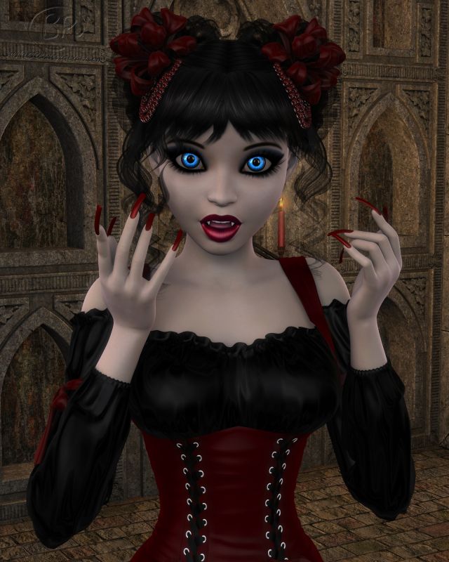 The Vampire Goblet: Five
I recently finished a seven-part commissioned series featuring Chloe and Michelle. Too much to post here all at once. So I'm just uploading a waist-up of each character. This is halfway through the series. Chloe has been turned by the "Vampire Goblet".
