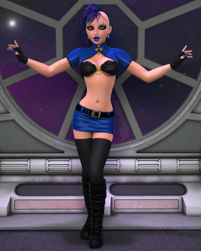 SpacePunk Goddess
A fan passed away recently, so I wanted to render something in his memory. But I really didn't know what to render. I brought out my favorite girl Luna, and just let her come up with this. I don't do sci-fi often enough; Luna made a good choice <3 I'm sure Pat would love this <3 
