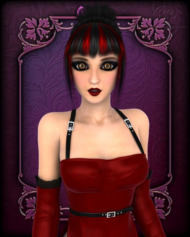 FutureVamp Martha
This year, instead of just rendering a trio of trick-or-treaters, I revisited a rendering of a vampiress trio that I did Halloween 2007. That will be posted soon, but for now I have a portrait of each doll. The first one is Martha in her signature "Vampire Queen" dress, which she has worn several times.
