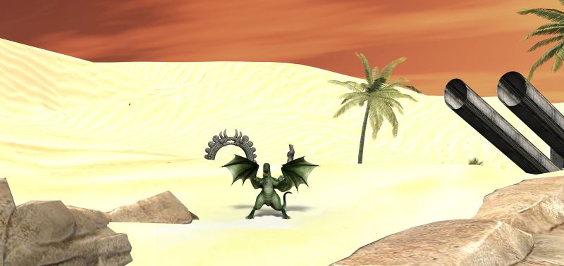 Worlds Gate - AC winner 12/17/22
Young dragon guarding portal... 

Another picture from Desert Arena (by Summoner), series. Left of it there is a portal where there are some dragons too...
Keywords: Arena