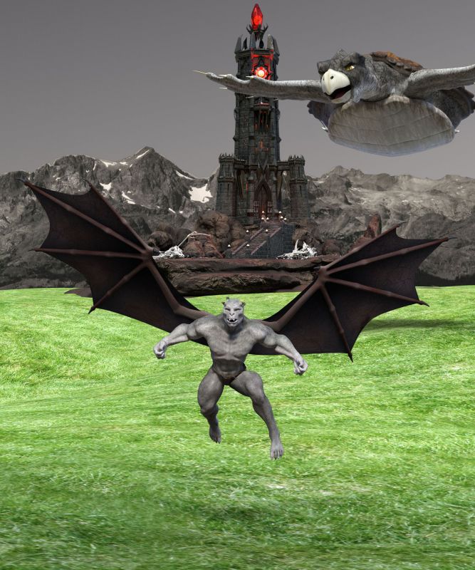 Dark side of Wizardry
Items I got lately... Skin on Gargoyle is from Rhinoman, it looks good. I think I made similar pose with gargoyle a year ago but I hope it is ok... Will have to try to make a few more pics with it. 
