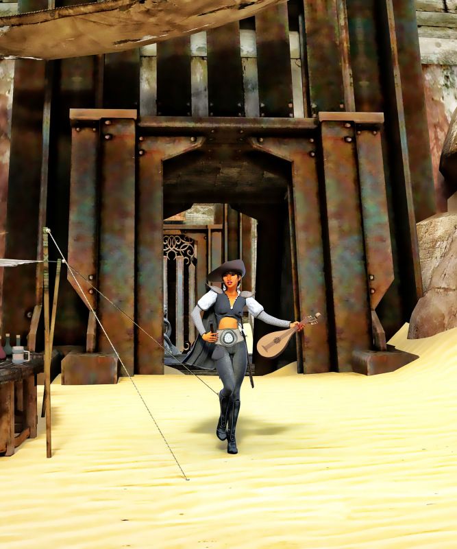 Desert Arena Entrance: Nascha
Rander Candie's V4 character Nascha, made her look like a bard :). I have started sorting her characters on my ExtHD, have some of them converted to G5, need to continue that process. I love those characters, great work, just wishing there is more and that I have them too...
Keywords: Bard