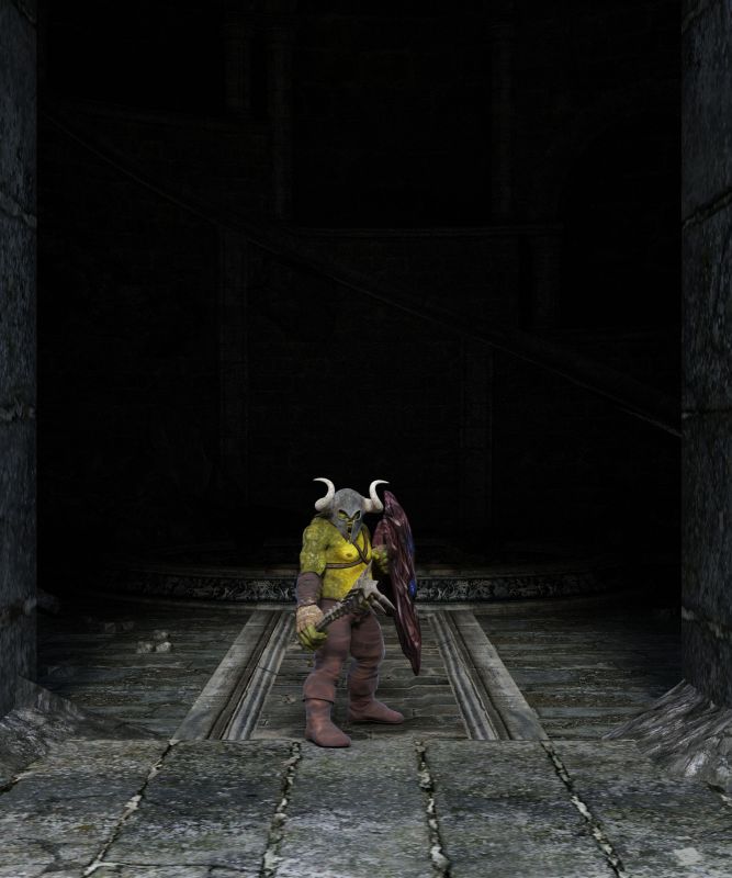 Under the Tower - FA winner 09/04/21
Summoners product Dungeon Stairs found here https://fantasiesrealm.com/market/Designers/Summoner/Dungeon-Stairs-Exclusive and Genesis Skullcrusher Ogre at the bottom of the dungeon. I am still new to Iray lights so it is a bit darker then I would like, and it took longer to render then I expected. I think ogre or orc as I think of it looks good but will need to change color of boots... No postwork.
Keywords: Orc Dungeon