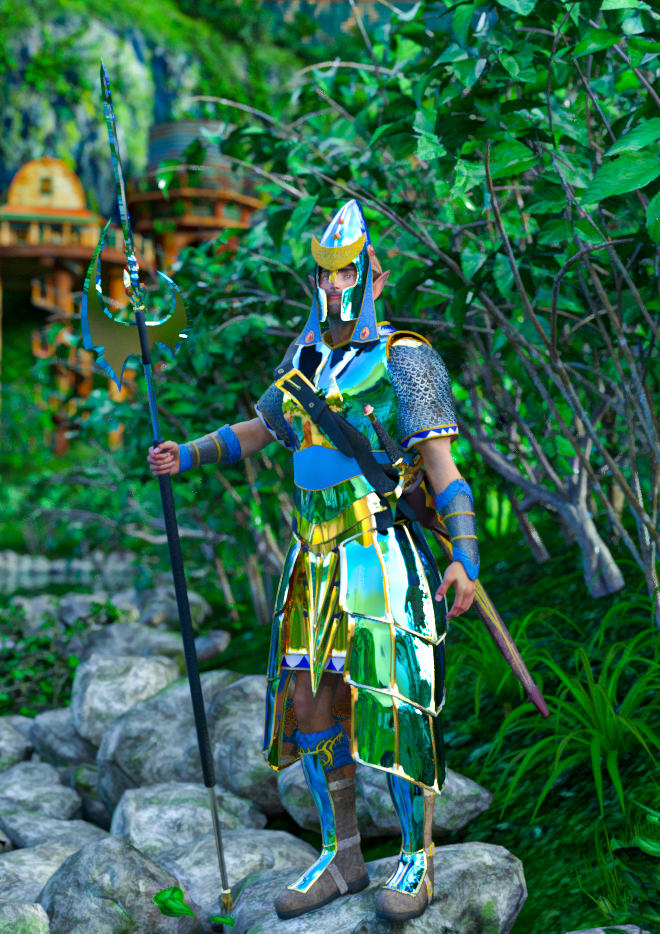 First Light in an Elvian Village
The first light of dawn shows one of the sentries of the Night Watch to protect the Village from invaders.
Keywords: Elf Elves Elvian Village First Light Night Watch protect Village invaders sentries sentry