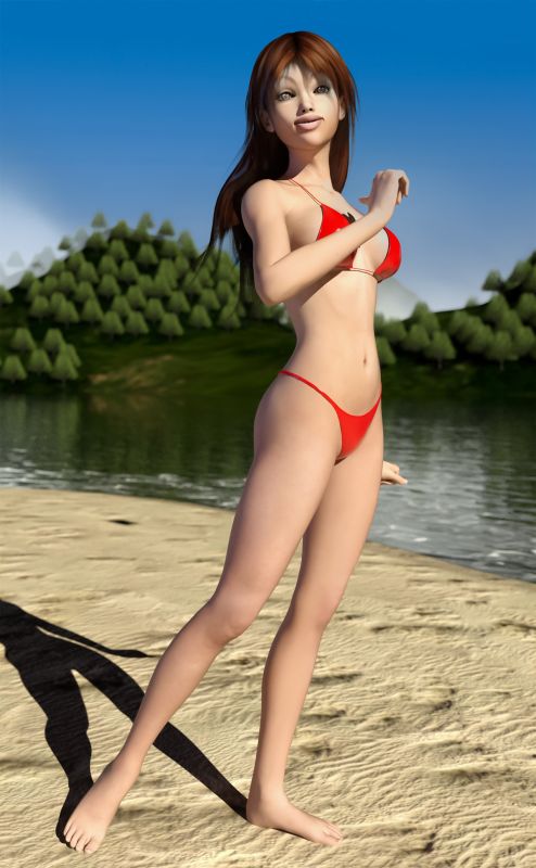 Aiko on the Beach
Aiko 3 morph to realistic morph. 
Keywords: Aiko Beach Pinup