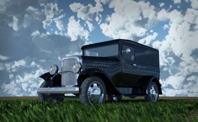 Early Ford Model BB Sedan Delivery
Built on a car frame it had stronger suspension, a V8 engine, improved spark advance and carburation. 
Keywords: Ford Model BB Sedan Delivery