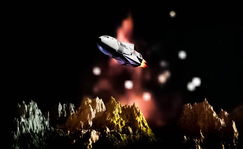 Flight to the Unknown
After dodging asteroids and a massive solar storm our crew has lost it bearing and find themselves in uncharted space. 
Keywords: Flight lost uncharted space storm solar asteroids dodging space