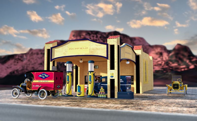 Early Gas Station late 20's and early 30's 
The shape of things to come in the last century, the Modern Gasoline Station. 
Keywords: Gasoline Station Gas 1930 1920 