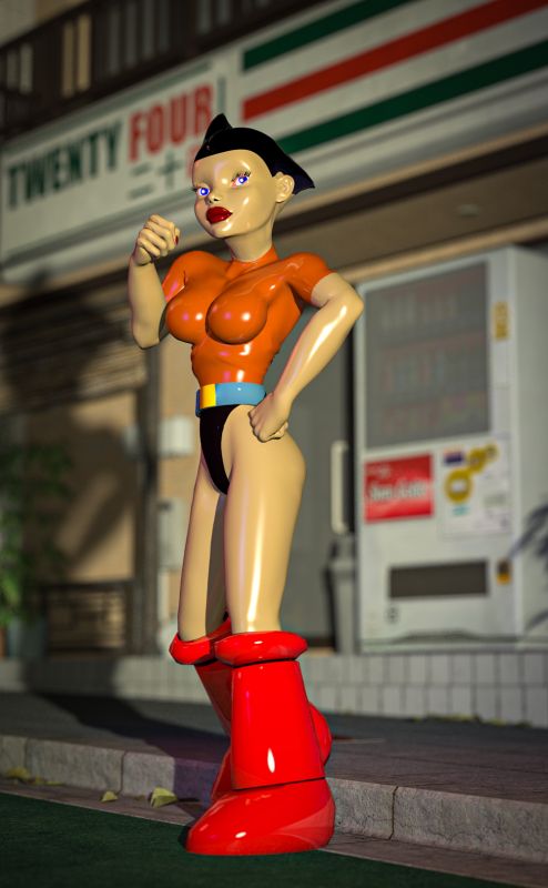 Robo Girl
The people of Tokyo rest easier at night since Astro Boy and his girlfriend Robo Girl watch over the city.   Astro Boy is over 60 year old, it is about time he got a girlfriend.  Robo Girl is a P5 character. 
Keywords: Astro Boy Robo Girl Tokyo girlfriend