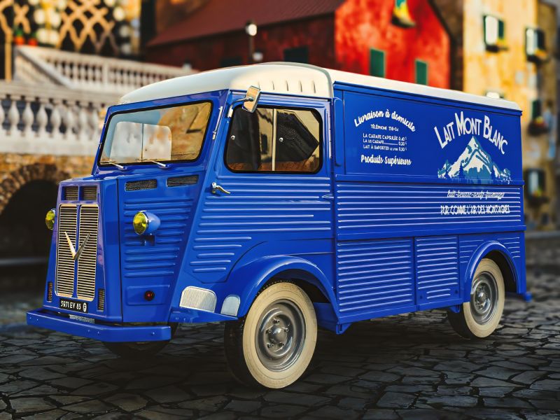 Moo Juice Mobile  AKA  Milk Truck
Citroen Van being used as Milk Truck.  
Keywords: Citroen Van Milk Truck