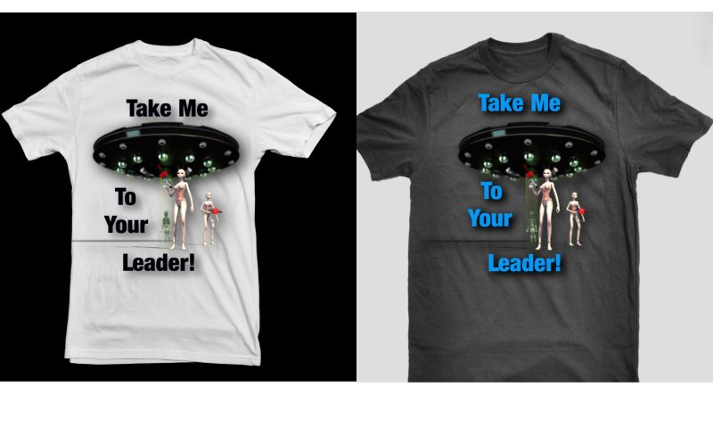 T-Shirt Design
Thought I would have some fun designing a T-shirt.  Use Aiko 3, RDNA's Grey Alien, and RDNA's UFO for UFO theme. 
Keywords: T-Shirt Design Aiko 3 RDNA Grey Alien UFO