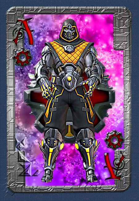 Ace of Cogs (New card suit)
Using Summoner's Eliminator, here's a design for the Ace of Cogs (all robots).
