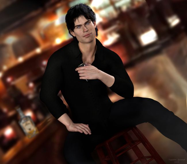 Funny How........ The Memory Drowns The Whiskey
Somerhalder or Springfield ...... I will let you decide, but I know what I think cause it put it in the Gothic section! 

Created With:

Landon 8
Fergal for Landon 8
Axel Hair
Barroom Interior 2018
Fabiana's Theory of Light Zen Moods HDRI for Iray
Outfit is a mix up of a bunch of different ones

I now need to try the Landon Werewolf morph next! 
Keywords: male sexy pinup gothic TVD Devil goth vampire