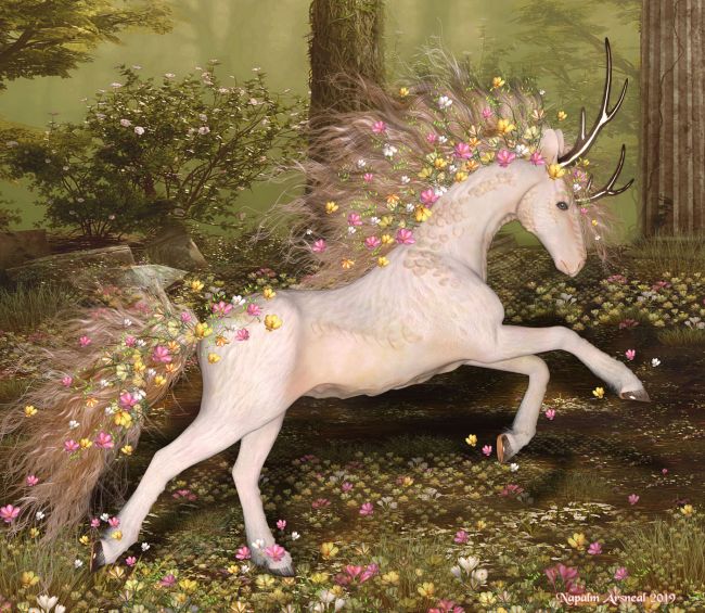 Spring Kirin
The Kirin is the physical manifestation of magic and is depicted as a hooved chimerical creature known in Chinese and other East Asian cultures. It is said to appear as a harbinger revealing the identity or the imminent arrival or passing of a sage, seer, mystic, or illustrious ruler.

It is a good omen thought to have magical wards of protection, prosperity, serenity, long life, and good luck. =)
Created With :

Lisa's Botanicals Signs Of Spring
Saffron for Lisa's Botanicals Signs Of Spring Live as of today at HiveWire 3D textures and models are both Poser and Daz Studio Compatible hivewire3d.com/shop/saffron-fo…
HiveWire 3D Horse
Kirin For the HiveWire 3D horse
Lisa's Botanicals Curious Grasses and Vines
CWRW's Liver Chestnut Flaxen Mane
CWRW MNT 3
Background is by Sveva Unbroken Silence
Daz Metallic Shaders
Keywords: kirin qilin unicorn spring flowers crocus fantasy creature mythicalcreature