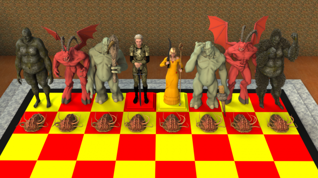 Fantasy Chess
Kianna just took delivery of her new chess set...

Have at thee...
Keywords: chess,monsters,trolls