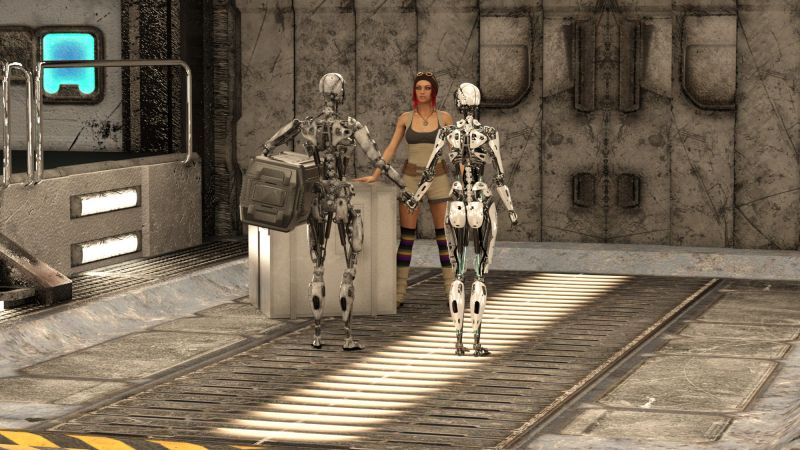 They did it...
Between us we had enough credits to charter a transport to the planet I had found at the revealed co-ordinates. When we landed HI-5 and Q-T went off alone to get whatever was out there. They were gone for what seemed far too many time-cycles and I was concerned they had made off with their find or something bad had happened. Then, my comms device beeped the warning of their return. They came back on board with two containers one of which had both their designations etched into the surface. Seeing that highlighted for all of us just how weird this whole episode was getting. As promised they got their share of the find and I offered to take them wherever they wanted to go. As they had detected an EMP device on the second container they had already decided they wanted to be as far away as possible from the risk of it discharging. I left them to discover what was in their container then returned home to find out what was in mine...
