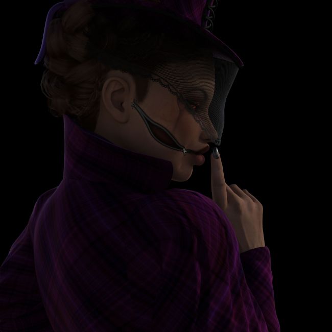 Victoria's Got a Secret
I've had this bouncing around in my head for some time now - working on a bookcover so haven't really been able to do much art for myself. I finally spent some time working on my own art last night and decided it was time that I get this out of my head. So here she is. 

Character - Eriah by Sabby & Seven (Anagenesis 2 applied) (XM Perfect V4) - Ultraviolet Shader applied to eyes
Hair - Resplendent Tresses with Colorwerks Shaders
Hat - Loli Hatter with Lully's Iray Shader Factory 
Outfit - Infamous/Scandalous with Lully's Shader Factory

Keywords: Fantasy Victorian portrait