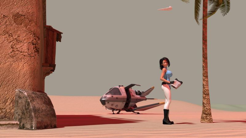 Oh great, these guys again
Having a feeling of dread, Tyra Karolan stepped out of her home to find an Imperial Star Destroyer settling into a low orbit.  Oh well, time to kick some more Imp ass, she decided as she slowly lowered her electrobinoculars.  
