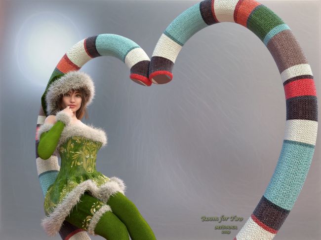 Room For Two
Thank You for visiting and I hope your Holidays are joyful!!!

Credits
TDT-Asliya for G8F by Deva3D
dforce Spicy Xmas G8 by nirvy
Xmas Vixens by Moyra
Pose by DM (adjusted to prop)
Heart prop and background by mtdana 

SAOTW ~ 12/28/19
Keywords: Christmas Heart Fur SAOTW ~ 12/28/19