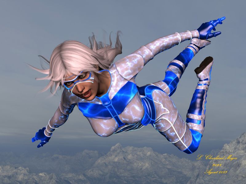 Lightning Angel
Thunderstorms happen all around the world, but what if not all of them are naturally formed? Maybe the Super Heroine Lightning Angel is the cause? She does live in the Clouds!
Keywords: Fantasy Superhuman Elemental Storms Shocking