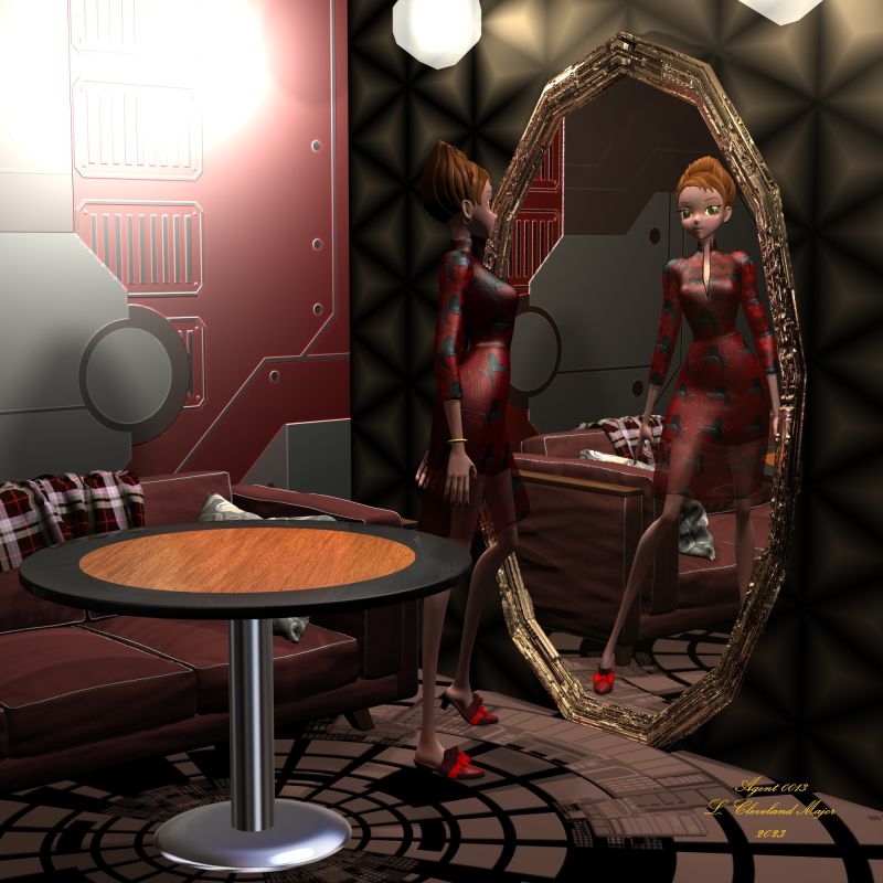 OMG I Am a Cute Toon
Star got a new dress to wear out on the town. After dressing up in it, she must look at herself in the mirror. She likes what she sees!
Keywords: SciFi Room Character Female Fashion Look Mirror 