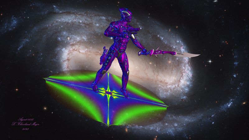 Warrior Rides an E-Disk
The Violet Warrior travels the cosmos on a disk made of energy. He is a construct imprinted with the consciousness of a long dead warrior. He fights to end the rule of Despots and Oppression on any world he finds it on.
Keywords: SciFi Comics Space Heroes Androids Warriors