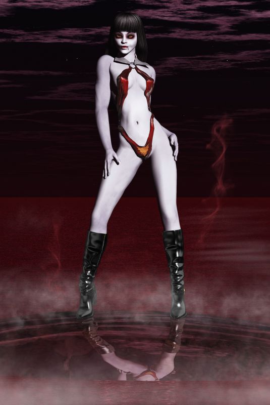 DOH!  RUN!  SHE BITES SHE BITES!
Same image but decorated in an image editor with layering.   Lots of fun!
Keywords: Vampirella Poser PSPX
