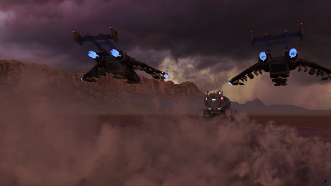 An Urgent Call for Backup
"CENTCOM, this is DS-415.  Colony 4 is destroyed.  The wreckage is still burning.  We need additional support."

"DS-415, sending air and ground support.  ETA, 30 minutes."

The pilots and gunners were in their aircraft and on their way in less than two minutes.  The troop carrier was already loaded by that time and all set off for Colony 4 across the dusty plains, the turbines on the carrier screaming.

Previous image is [url=http://www.thefantasiesattic.net/attic/cpg/displayimage.php?pid=37000]here[/url].  Next image is [url=http://www.thefantasiesattic.net/attic/cpg/displayimage.php?pid=37009]there[/url].
