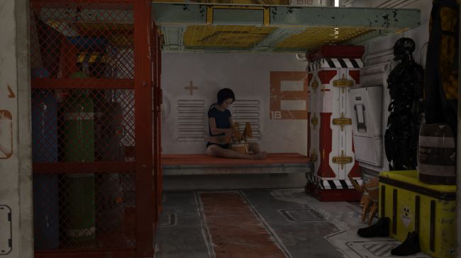 What Now - Preparing
Albany picked up the nearest 2-ORANGE unit and turned it over.  

She'd taken robot repair at the Naval Academy and knew about the reset sensor in the bottom of 2-ORANGE units.  She tapped it in the prescribed sequence.  The 2-ORANGE unit's eyes lit.

"Naglfarian or Terran?" it asked, upside down and facing away.

"Terran.  Can you charge from the ship's field?"

"Yes.  It'll be about 30 minutes as I have been off for seven years."

"I'm going to sleep while you charge. I've been hit by a stun grenade's blast and my head is killing me. I'm Albany."

"2-ORANGE-7.  Please to meet you."

Albany set the 2-ORANGE unit upright on the end of the bunk, stretched out on the not very clean vinyl surface and was instantly unconscious.

Next image is [url=http://www.thefantasiesattic.net/attic/cpg/displayimage.php?pid=37237]here[/url].  Previous image is [url=http://www.thefantasiesattic.net/attic/cpg/displayimage.php?pid=37235]there[/url].
