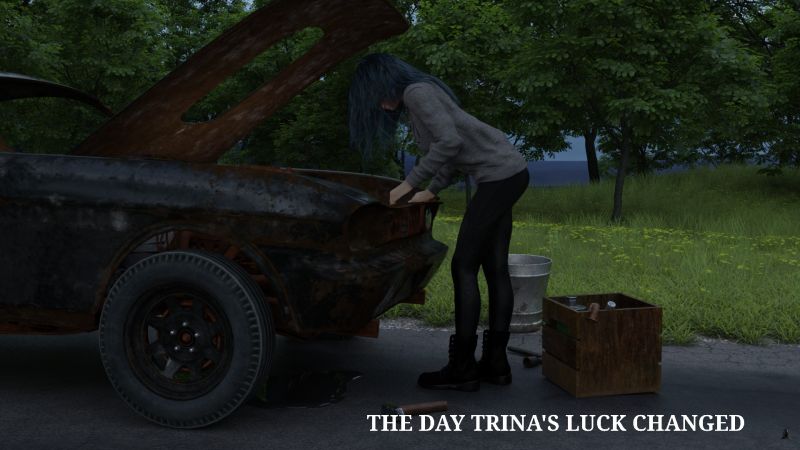 Two Days Ago
In the ruins of Chattanooga, Trina managed to get a car operational.  She started driving south on the remains of Interstate 59.

With a sudden thump and a lurch, the vehicle came to an abrupt stop.  She took her tools from the trunk and went to work.

After an hour of futile and frustrating attempts at restarting the machine Trina, begrimed and discouraged, abandoned the car and continued south on foot.

 Next image is [url=https://www.thefantasiesattic.net/attic/cpg/displayimage.php?pid=45332]here.[/url] No previous

Story starts at [url=https://www.thefantasiesattic.net/attic/cpg/displayimage.php?pid=45331]this image.[/url]

