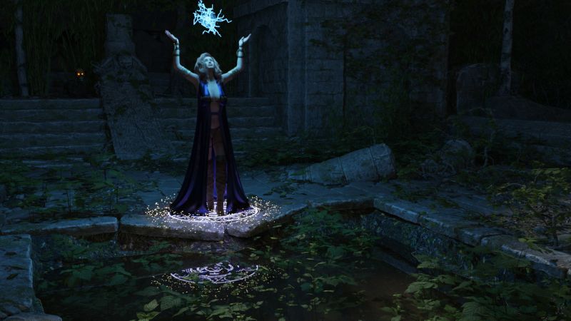 Calling the Sprint
She began the call. As she invoked the Power, the mystic circle ignited under her and crackling energy opened between her hands.

Behind her, something watched from the shadows. 
