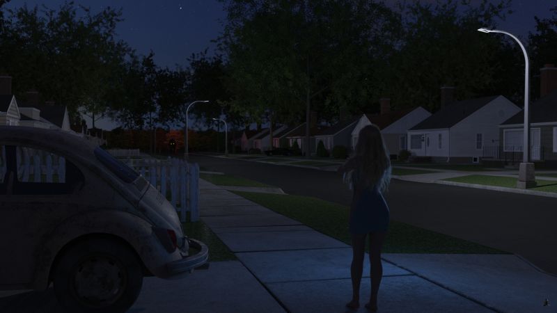 It's Here!
As the glow intensified, Olivia stepped onto the sidewalk looking anxiously at the head of the street.

The animal from the Factory appeared out of nowhere.  It seemed much larger than it had across the field.  

And even at this distance she could hear it panting.
