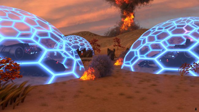 Counterstrike!
Immediately after the hits to the shields, the vehicle's AI's voted, determining that Dropship 1 would counterstrike.

As they had tracked the source for all the missles to a single ship just over the nearest hill, DS-415's AI fired a Hellfire missle into its center.

The ground shook as the cloud of debris and flames rose.  DS-415 reported: "Target destroyed."

The individual AI's turned off the shields' gravity controls, dropping the missle debris to the ground.

Previous image is [url=http://www.thefantasiesattic.net/attic/cpg/displayimage.php?pid=37011]here[/url].  Next image is [url=http://www.thefantasiesattic.net/attic/cpg/displayimage.php?pid=37017]there[/url].
