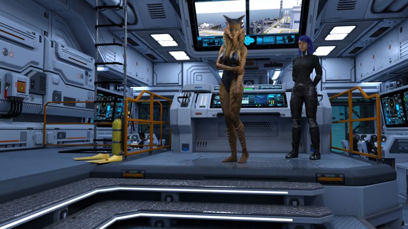 Getting Assignments
"I am Commander Kwan Ling.  This is my XO, Siobh�n Quinn," said the Commander.

"Monica Tyler, ESO team 1 lead.  We've been previously briefed and just need survey location assignments.  Is something leaking?"

"Oh, this puddle?" asked Ling, "I just came up from repairing one of the mooring connectors.  Something fairly large hit the one of the cable at 1000 meters.  The connect had started to separate.

"Tyler and van Deusen, Quinn will brief go over your location assignments.

"MacPherson, you're for the unterraformed side.  There's a report of exofauna and you have the most training."

Next image is [url=http://www.thefantasiesattic.net/attic/cpg/displayimage.php?pid=40910]here.[/url] Previous image is [url=http://www.thefantasiesattic.net/attic/cpg/displayimage.php?pid=40901]there.[/url]

Story starts at [url=http://www.thefantasiesattic.net/attic/cpg/displayimage.php?pid=37772]this image.[/url]
Keywords: SAOTW ~ 04/03/21