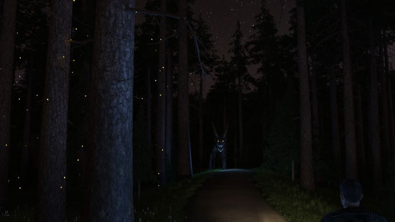 The Guardian
The second Mike's front wheel landed on the path, the rumble went up in volume.  Ahead a huge figure rose from the ground with glowing eyes and teeth.
