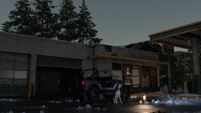 Waiting for Bastian - AC winner 01/07/23
Sarah May, known to her friends as Squeaky, had agreed to meet Bastian at the abandoned gas station on the edge of town in the late afternoon.  As the shadows lengthened and he did not arrive, Squeaky took the lantern from the rear of her Jeep and lit it.  She was uneasy in the darkening station.  Her Husky, Charles, got bored with waiting in the Jeep and came to keep her company.  It began to snow.
