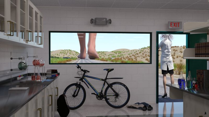 A Scientist and Her Large Creation
Gina was tired of being short.  After the last lecture where her Law School classmates referred to her as "fun size", she resolved to visit her crazy scientist Aunt.  Her Aunt was the tallest person she knew and she hadn't always been that way.  According to her Aunt, she'd persuaded her own body to "get taller".

So Gina undressed, wrapped herself in a robe and drank the strange blue liquid.  And she started getting taller almost immediately.  And quickly.  And not just taller but larger.  She dashed outside just as she outgrew the robe.

She stormed down the road, now too large to retrieve her bike.

"You're naked, you know, Gina," her Aunt called.

"Don't care" was the response.
