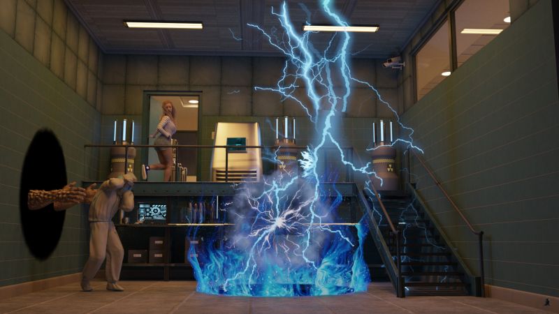 Behind You! - AC winner 08/27/22
Loni had been working as a lab assistant to the strange Professor Atkins.  

As he entered the lab, the Professor declared that he was going to open a portal to another dimension.

From the control room, Loni  heard a tremendous noise as though the building was being torn apart. 

Entering the lab, she saw the Professor gripping his head.  There was a storm of lightning over a seething void where the machine had been.

She yelled "Behind  you!" but the Professor clearly could not hear her. 

Loni turned and ran.
