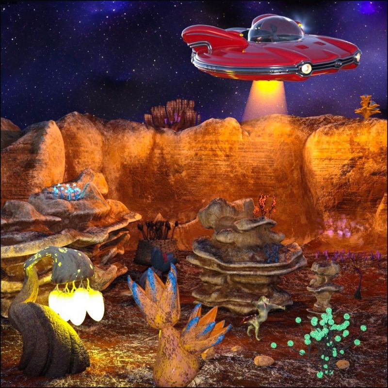 Flying over the unknown planet
