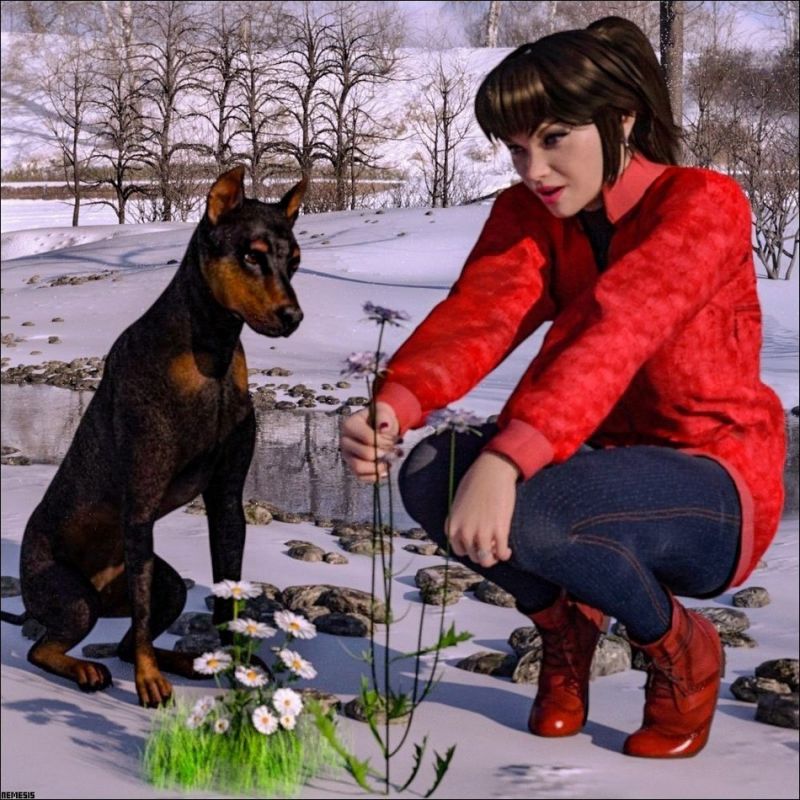 Walking in the snow...
