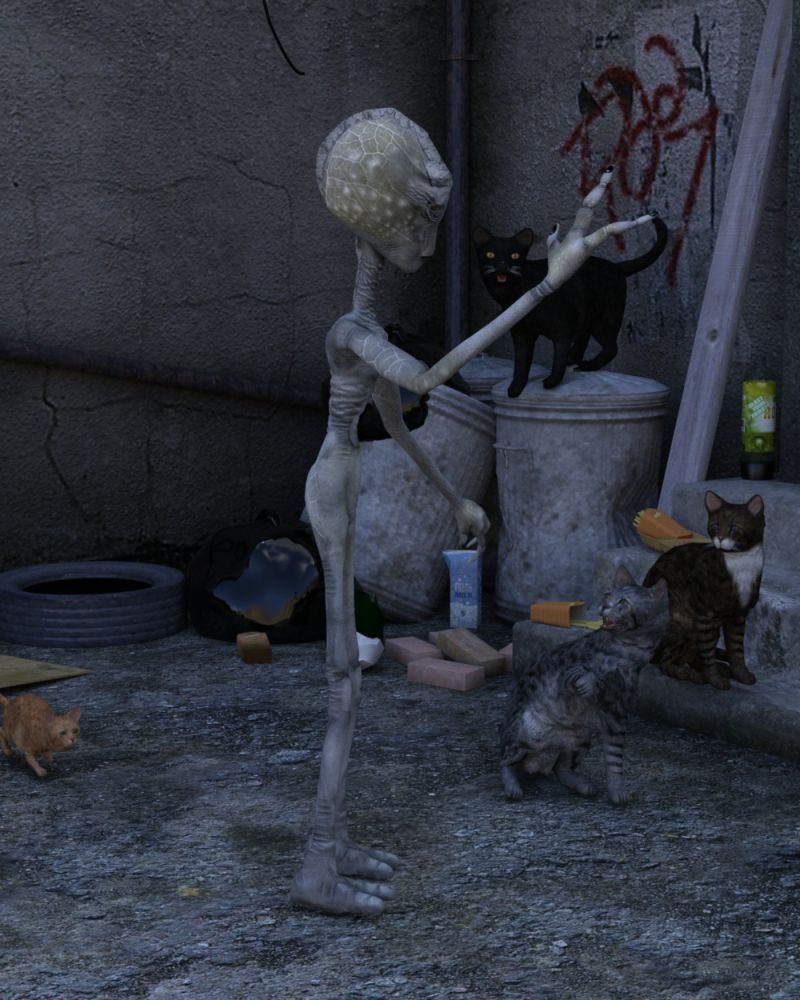 First contact.
Clevorp met with the inhabitants of this strange planet. Apparently these small hairy people are called MEOW. Over the course of centuries these MEOW have tamed a primitive local species called HOOOMANS using their extrordianry telepathic abilities.  These HOOOMANS can do simple things for the MEOW, but further study is needed to determine exactly how this telepathic link between two very different species works.
