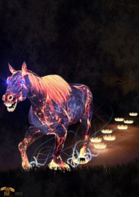 Pooka
Pookas are mischievious shapeshifters, found most often in mountainous rural areas of Ireland.  They can be any shape, but are most often seen in the guise of dark horses with glowing eyes.  

There are several stories of Pookas offering rides to unsuspecting drunk people, then taking them on a terrifying gallop over fences and bushes, eventually dumping them miles from where they left with no recollection of how they got there.  

Small ponds and lakes throughout ireland are often called Pooka pools, or Pollaphucka, which means Devil's pool.  After christianity spread to Ireland, many of these Pooka pools were renamed Saint Patrick's wells.
