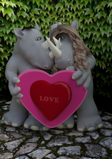 Rhinoceros valentine
two rhinos in love
