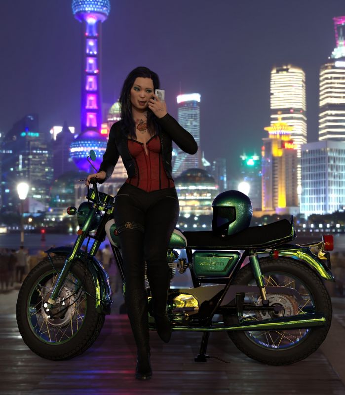 Shanghai Nights
After riding for a while, Mei stops at the park in Shanghai to chat with her friends.
